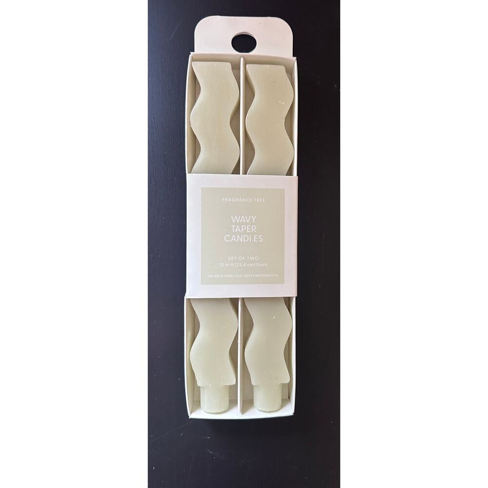 Room Essentials Wavy Taper Candles Set of 2 10" Pistachio Green NEW